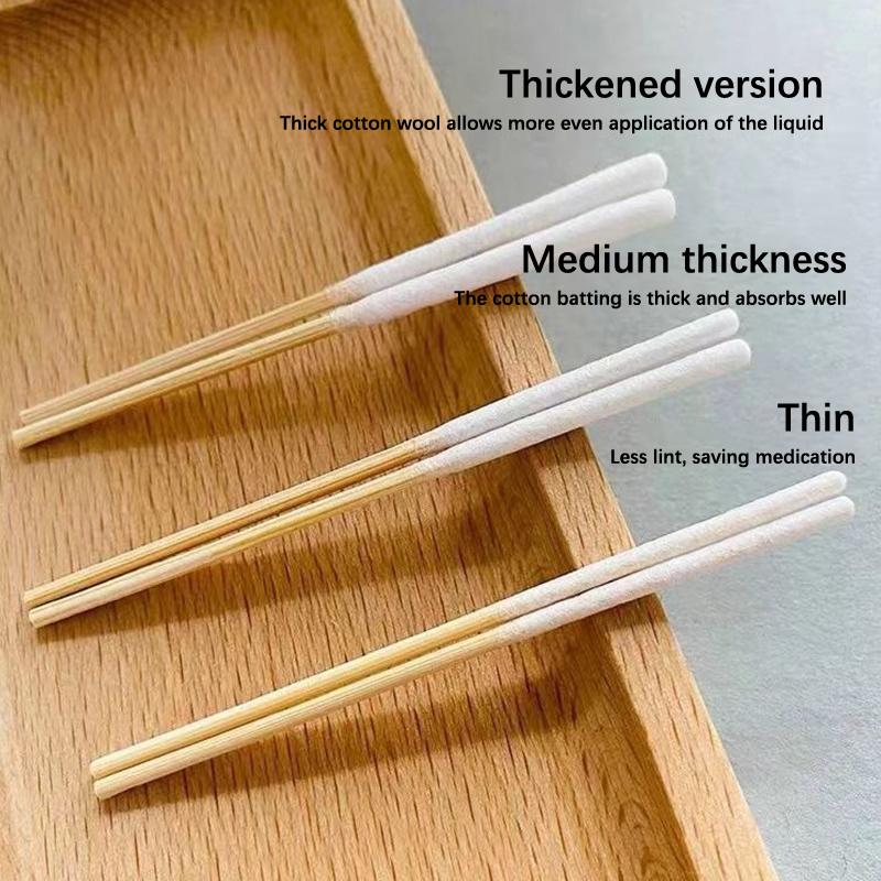 30Pcs Bag Bamboo Cotton Stick Swabs Buds With Long Cotton Head For Eyebrow Lips Eyeline Permanent Tattoo Makeup Cosmetics