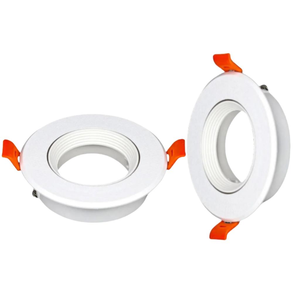 Round White Recessed LED Ceiling Light Spotlight Fixture GU10 MR16 Lampholder Downlight Fitting Adjustable Frame Housing Fixed