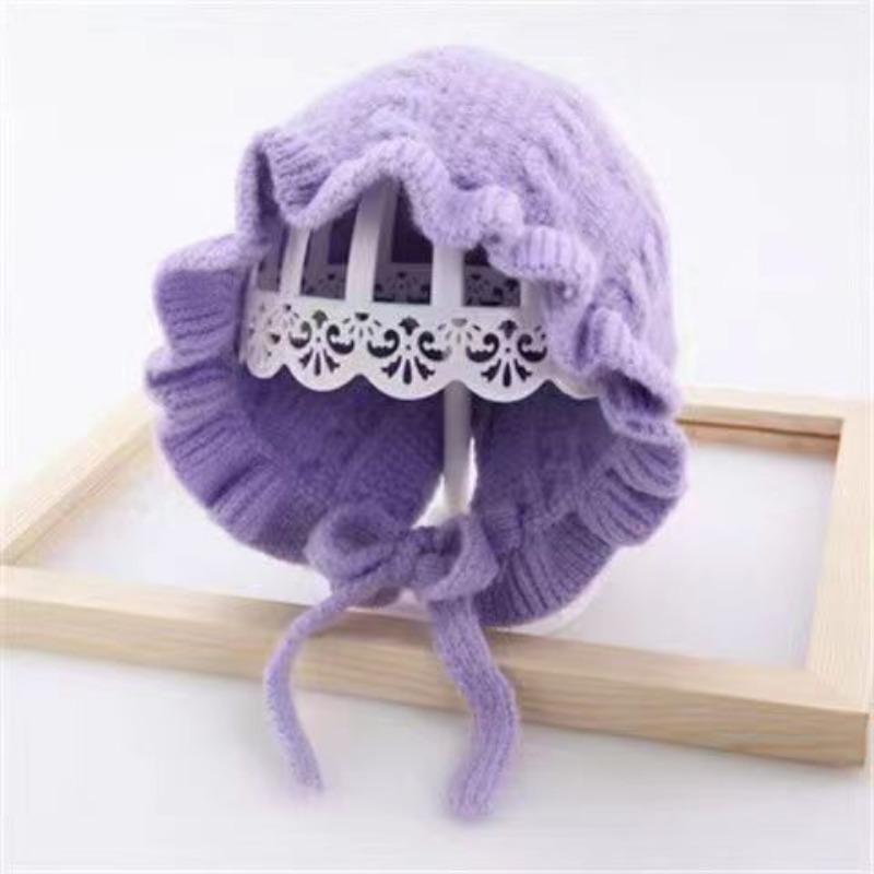 Newborn baby hat autumn and winter super cute baby 3-12 months children's ear hat wool knitted hat