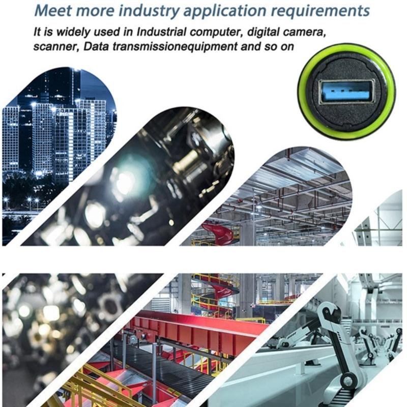 Industrial USB3.0 Male To Female Panel Mount Cable Nylon Housing Highly Temperature Resistant 5Gbps Syncing 100cM Cable