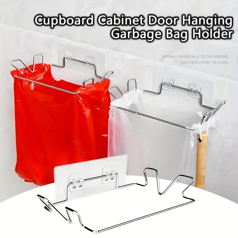 Stainless Steel Wall Mounted Kitchen Trash Bag Holder Plastic Bag Organizer Storage Rack for Kitchen Bathroom