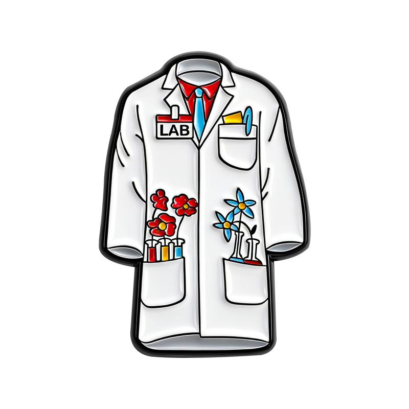 

Floral Lab Coat Enamel Pins Medical White Doctor Nurse Scientists Coat Brooches Lapel Badge Fashion Jewelry Gifts for Friends