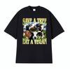 Save A Tree Eat A Vegan Unisex Funny Cow Tshirts Unisex Women Fashion Street T Shirt Vintage Oversized Casual 100 Cotton T Shirts