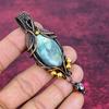 Labradorite Natural Gemstone Pendant Copper Wire Wrapped Jewelry Handmade Pendant