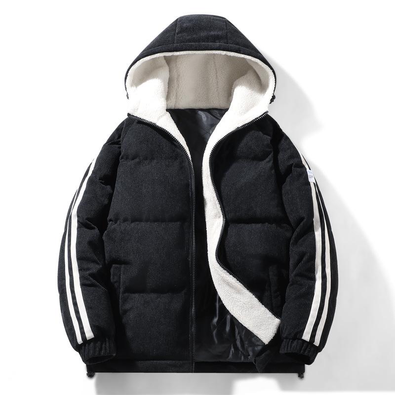 Men`s Winter Corduroy Cotton Hooded Jacket