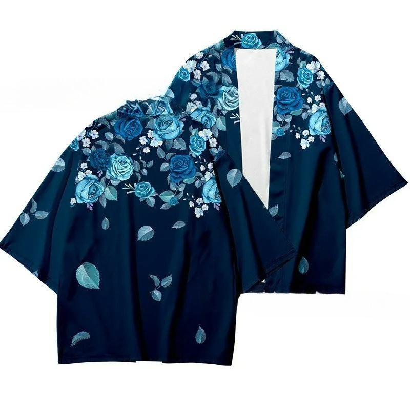 Summer National Style Dragon Totem Figure Cardigan Cloak Feather Woven Robe Japanese Ukiyo-e Cloak 3D Digital Printed Shirt