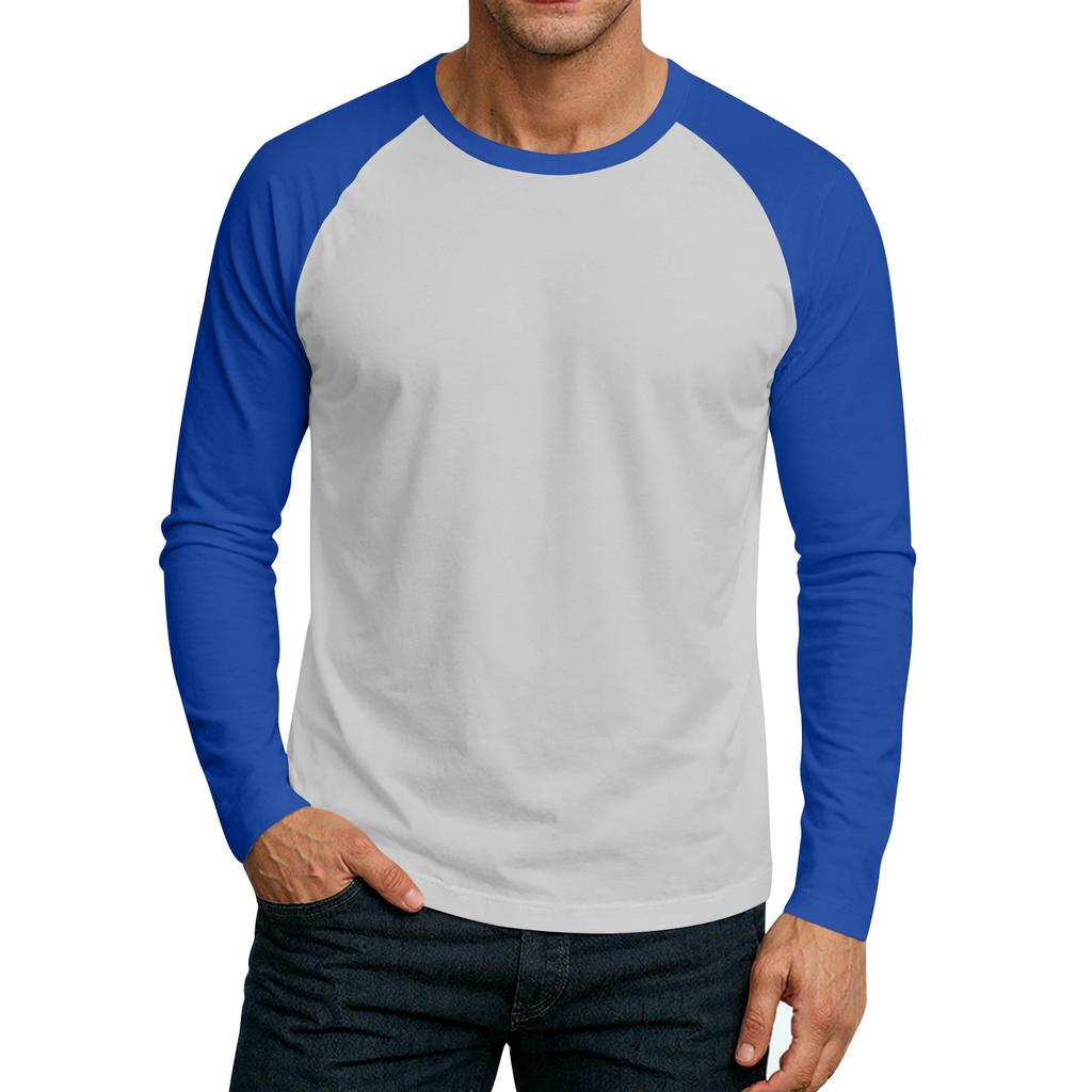 Men's Round Neck Plunger Long Sleeve T-Shirt Top