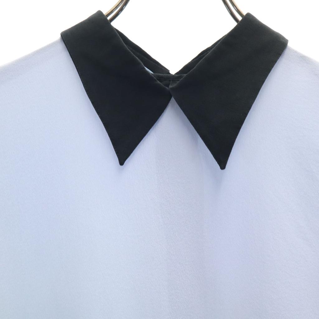 Prada 7 Minutes Sleeve Blouse 40 Blue Gray Back Opening Women Used