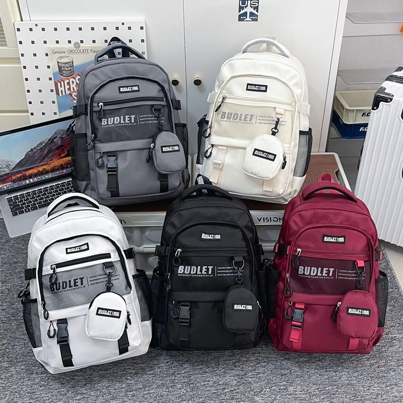 Schoolbag Korean ins new high-value trendy cool child and mother backpack men's leisure simple and light travel large-capacity backpack