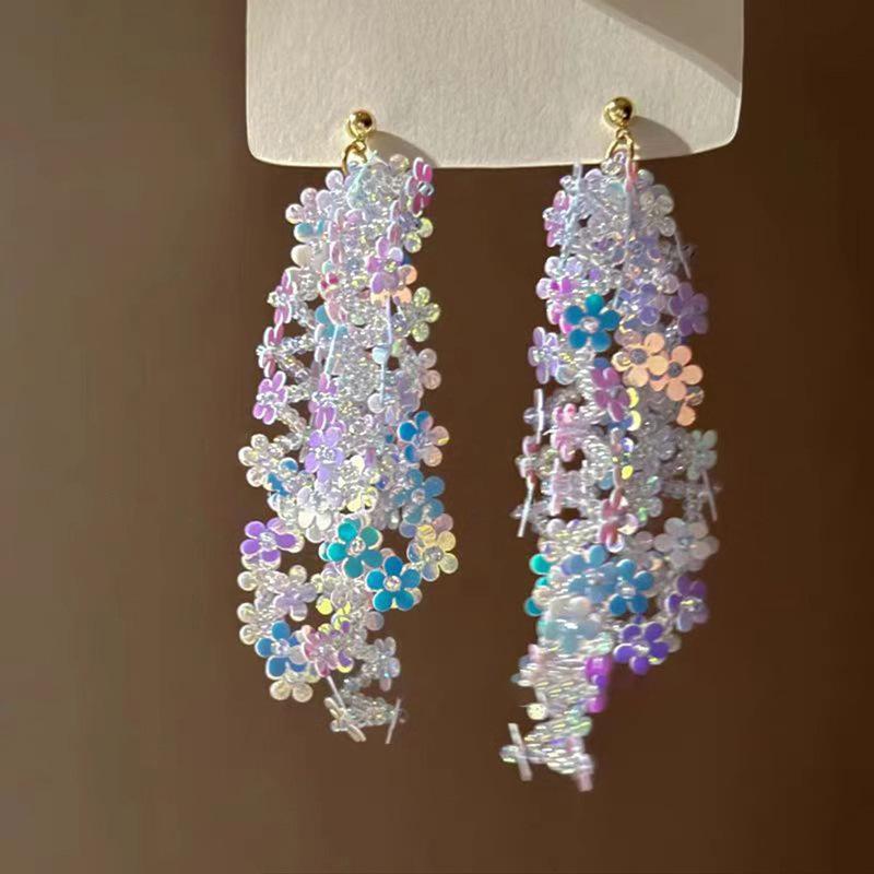 Small Fresh Grape Flower Fringed Earrings Korean Girl Heart Sweet Stud Earrings New Cute Versatile Earrings