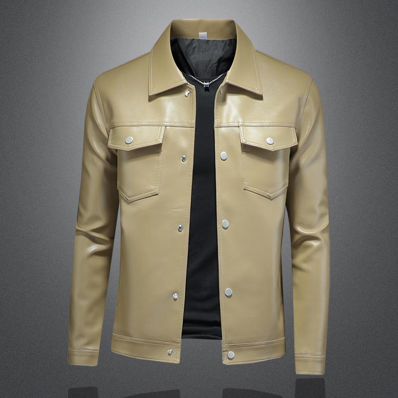 Men's Leather Jacket 2025 Autumn and Winter New Trend Fashion Locomotive Men's Slim Leather Jacket 58983
