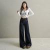Spring New Retro American Jeans Women's High Waist Loose Drape Elastic and Thin Floor-mopping Wide-leg Pants Tide