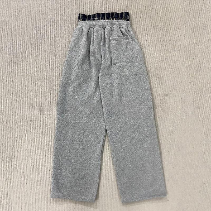 European and American Street Double Waisted Lace Up Men's and Women's Y2k Retro Straight High Waisted Hip-hop Pants