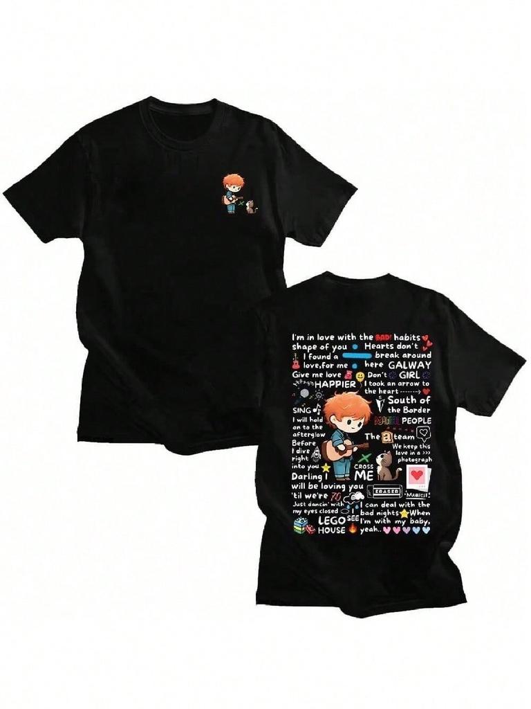 Ed Sheeran Graffiti Pattern Tshirt New Fashionable Casual Wounisex Unisex Clothes Y2k Cotton T-Shirts Fashion Loose Streetwear Top Tee