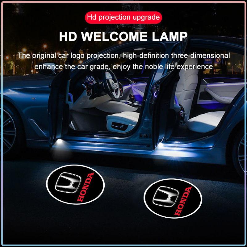 2Pcs Car Door LED Shadow Projector Wireless Welcome Logo Lamp Styling For Honda Civic Odyssey Vezel Accord Pilot Fit XRV CRV HRV Dio