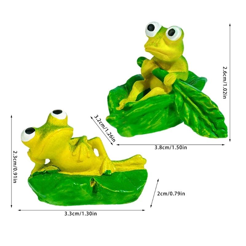 Frogs Figurine On Nelumbo Leaf Perfect For Miniature Garden Gift Living Room Table Figure