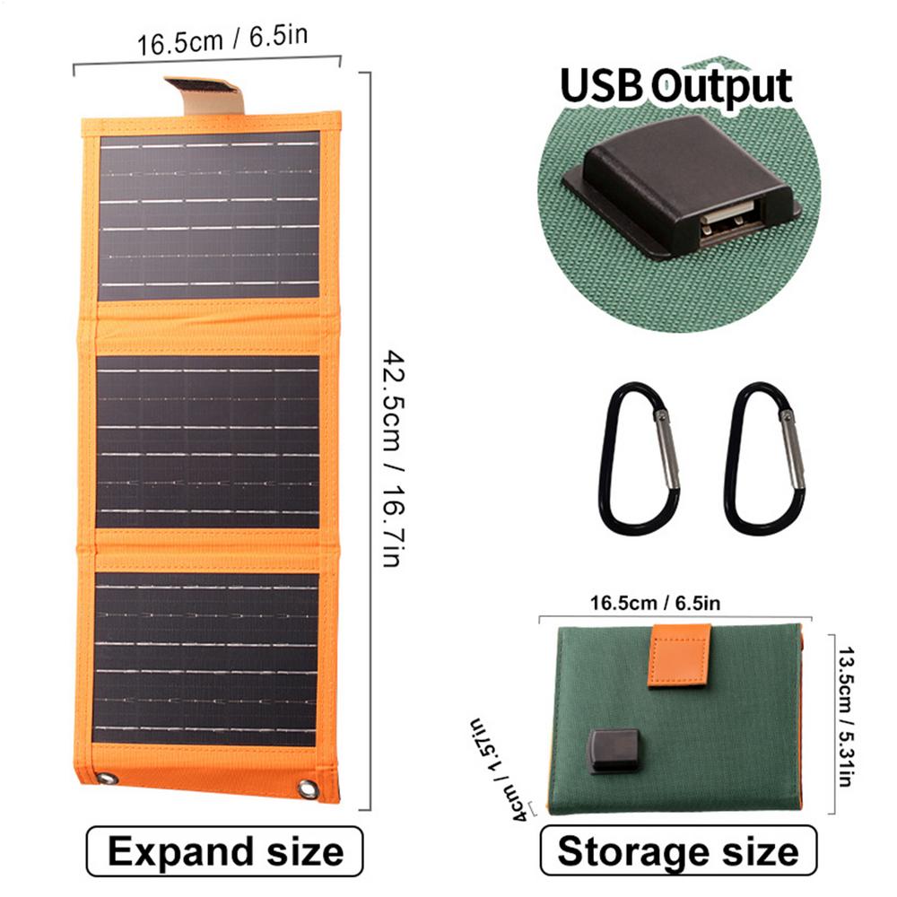 Solar Panel Charger Foldable Mobile Phone Charger Solar Panel Smartphone Tablet Charging Device For Camping Hiking