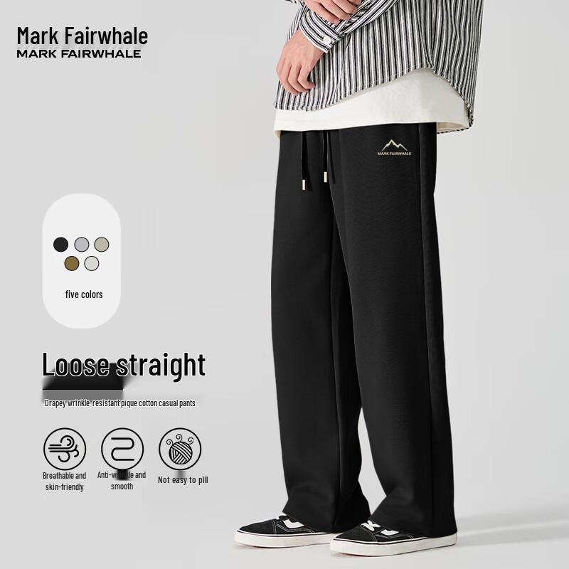 Mark Fairwhale Men's Retro Straight-Leg Pique Casual Pants