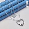 925 Sterling Silver Rose Gold Double Heart Pendant Necklace Fashion Wedding Jewelry