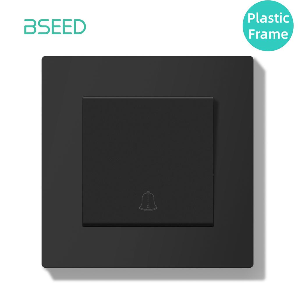 BSEED Mechanical Doorbell Switch Push Button Wall  Switch Glass/Plastic Frame EU Standard White Black Gary Gold Reset Switch