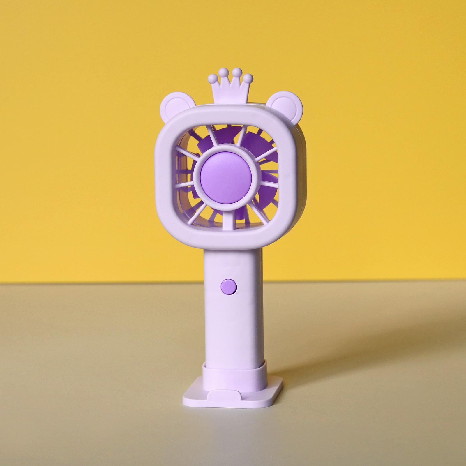 

Mini Handheld Cartoon Bear Crown USB Rechargeable Fan - Three-Speed Portable Pocket Fan for Summer Outdoor Use As Per Actual Product