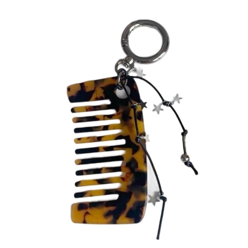 Multipurpose Comb Key Holder Hair Accessory Lightweight Acrylic Alloy Hair Grooming Keychain  For Gift Giving