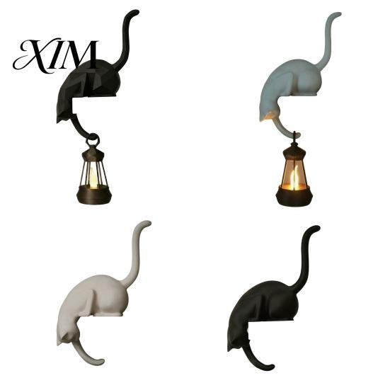 Portachiavi da Parete Gancio Gatto con Lanterna, Gancio Artiglio Decorativo Stampato in 3D con Luce LED, Scaffale Creativo per Libreria Scrivania e Ingresso Artigianato Fatto a Mano