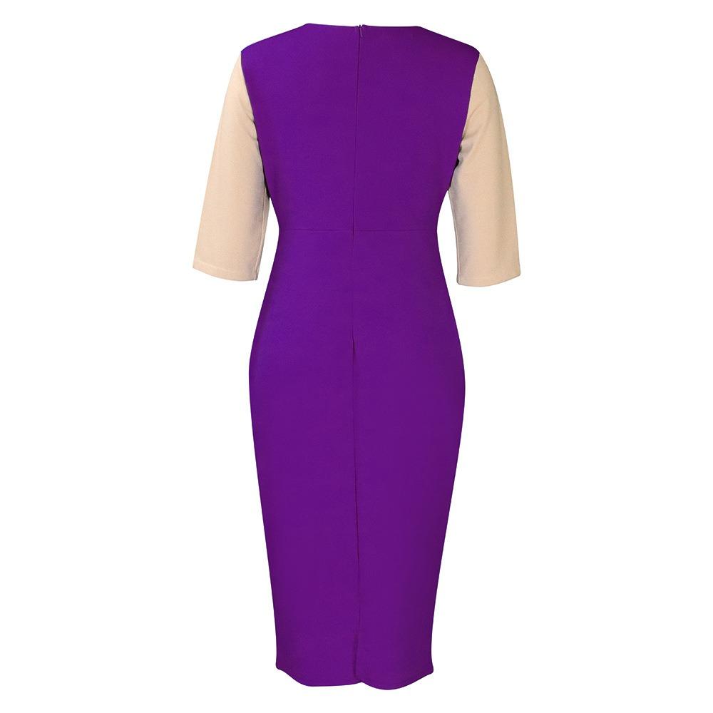 Rochie de femei de mărime mare, la modă de primăvară, cu design de șold și mâneci cinci sferturi, pentru un aspect elegant