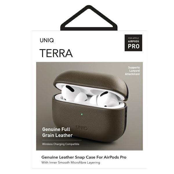 Uniq Etui Terra Airpods Progenuine Leather Oliwkowy/Olive