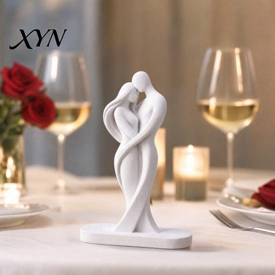 Vielseitige Heimdekoration Abstrakte menschliche Körperstatue, Weibliche Figur die Liebe umarmt Skulptur, 3D-Einteilige Formung Weiße Dekorationsfigur Form