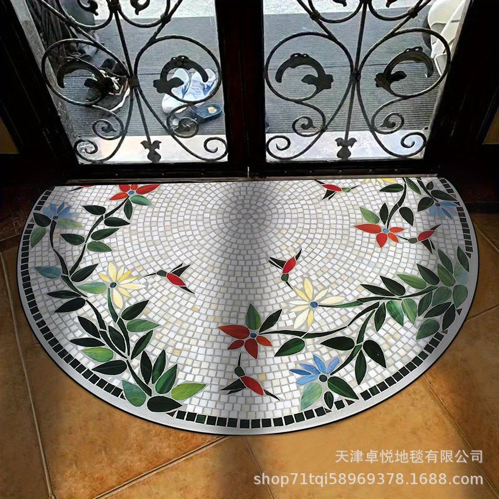 Eingangsmatte Halbkreisförmig Retro Fußmatte Staubdicht und Rutschfest Eingangsteppich