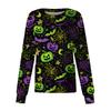 Women's Casual Long Sleeve Single Breasted Halloween Print Medical Scrub Top Comfortable Fit Lightweight Fabric Durable Stitching