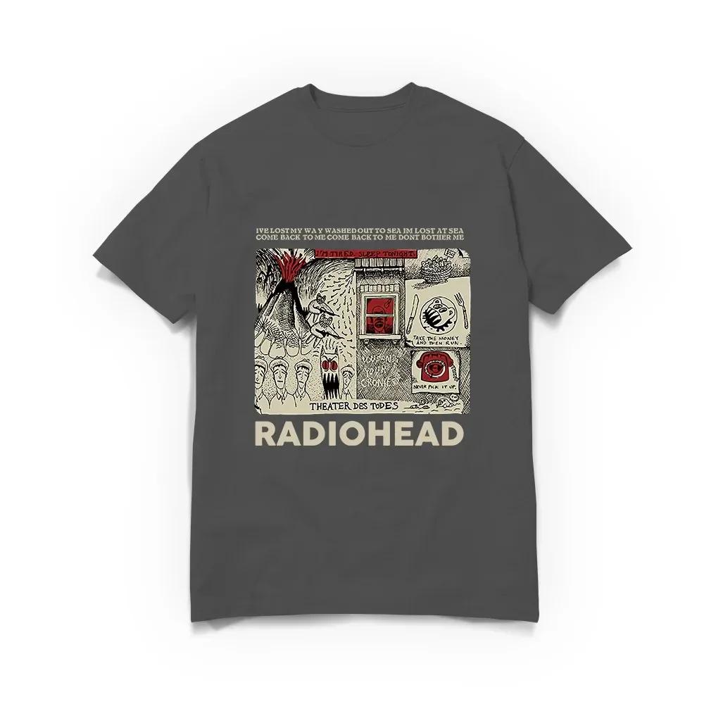 

Мужские и женские винтажные футболки Radiohead, хлопковые повседневные шорты, фирменные футболки с большим принтом, мужская одежда XXXXXL чёрный