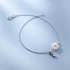 2023 New Korean Style 925 Sterling Silver CZ Zircon Shell Daisy Anklets Beach Jewelry Women