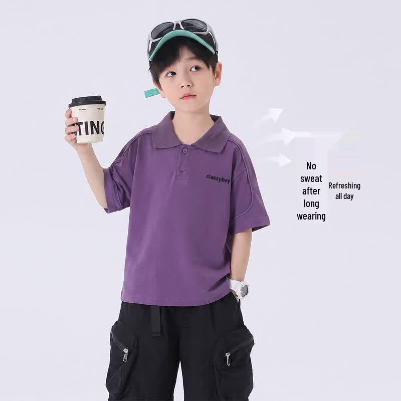 Youyou Tonghua Boys' Summer Cotton POLO Shirt
