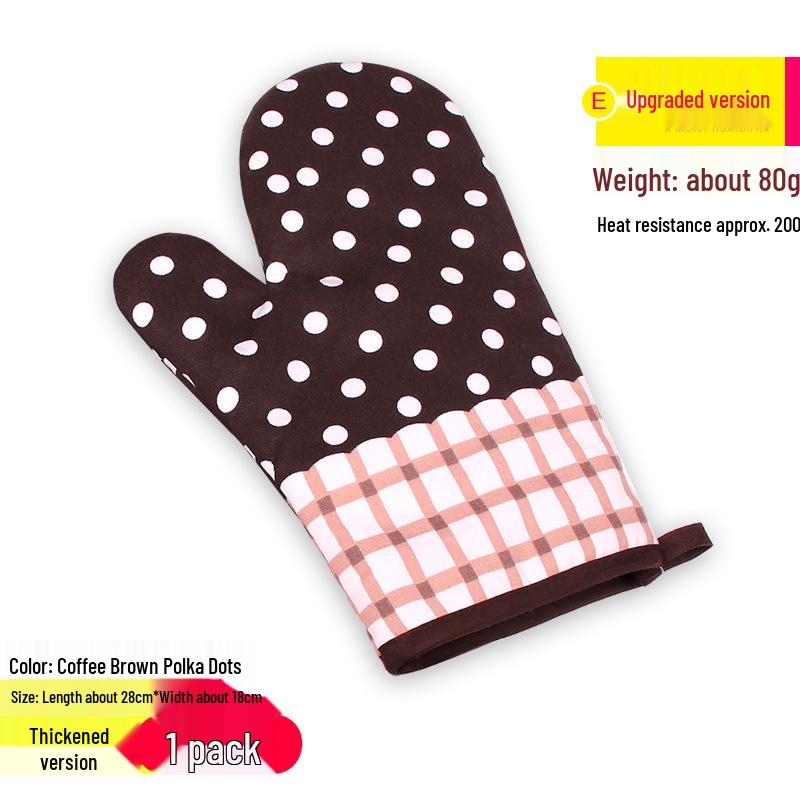 Thick Cotton Insulated Oven Gloves - High Temp Resistant & Anti-Scald for Baking & Kitchen Use