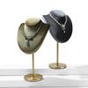 Velvet Necklace Display Stand – Gold Base Jewelry Bust Jewelry Organizer Display Stand Prop Elegant Storage for Accessories