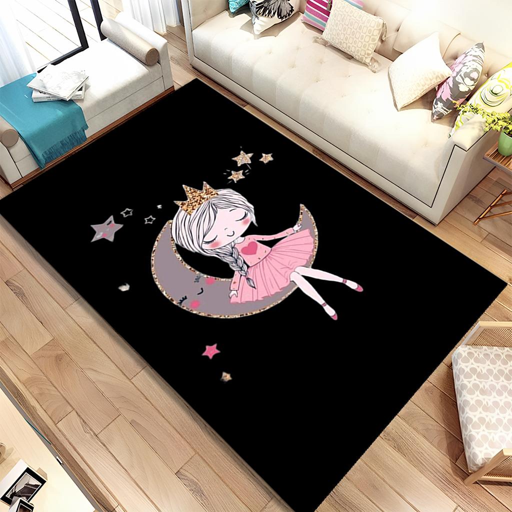 Covor de zonă cu desene animate cu zână balerină, covor pentru sufragerie, dormitor, canapea, covoraș, covoraș anti-alunecare pentru copii