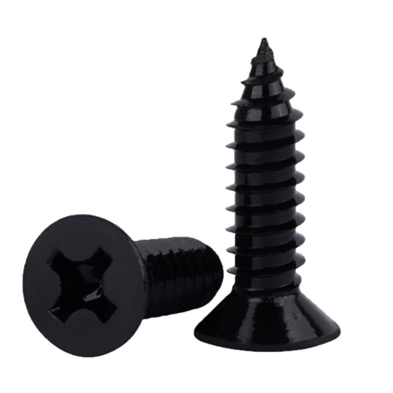 304 Stainless Steel Black Zinc Plated Phillips Countersunk Self-Tapping Screw M2-M6, Black Flat Head YB846