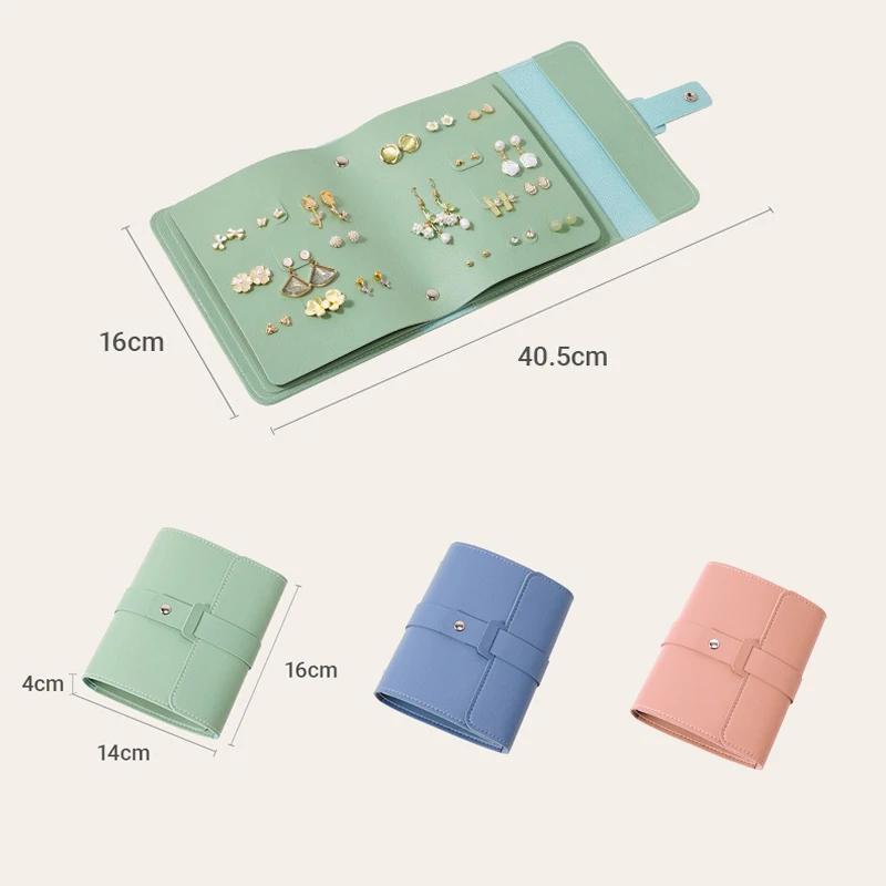 Creative Book Shape Leather Earrings Storage Bag Earrings Stud Ear Storage Portable Jewelry Storage Bag Large Capacity