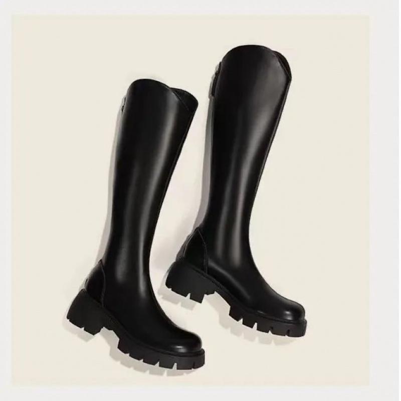 Real Soft Leather Boots  Autumn And Winter New Knight Boots Height Increasing And Slimming Boots Thick Soled High Boots Long