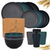 TEMU Wheat Straw 16-Piece Tableware Set: Bowls, Plates, Cups, and Cutlery