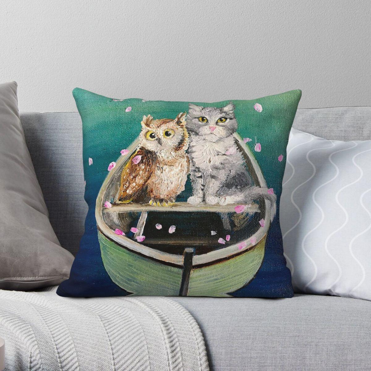 Lu Xika Chen Unisex The Owl And The Pussycat Square Pillowcase Polyester Linen Velvet Printed Decor Throw Pillow Case Home Cushion Cover