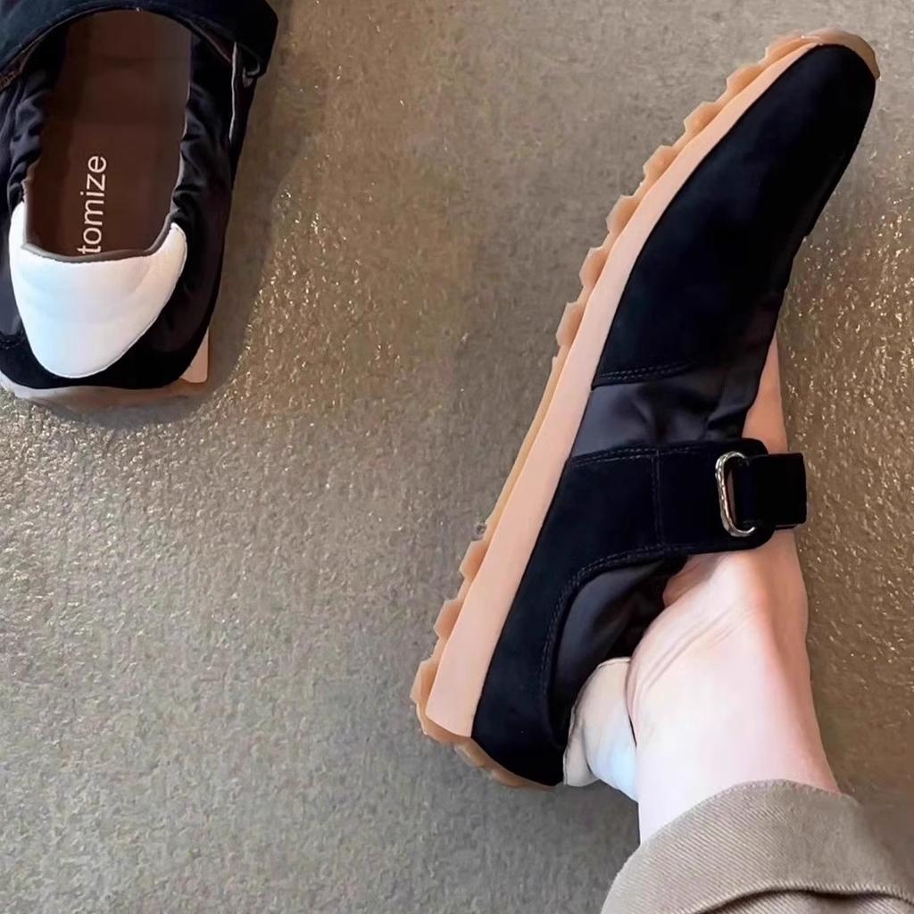 Sheepskin version! 2025 new niche German training Forrest Gump shoes ballet Velcro sports platform Mary Jane shoes women