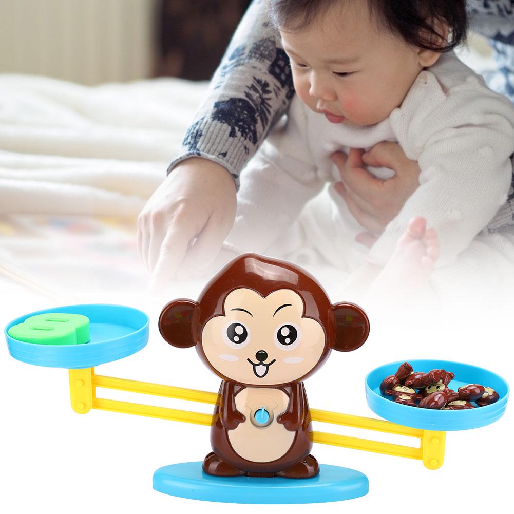 Digital Game Board Game Enlightenment Balance Scale Monkey Toy Children Educational GiftBrown