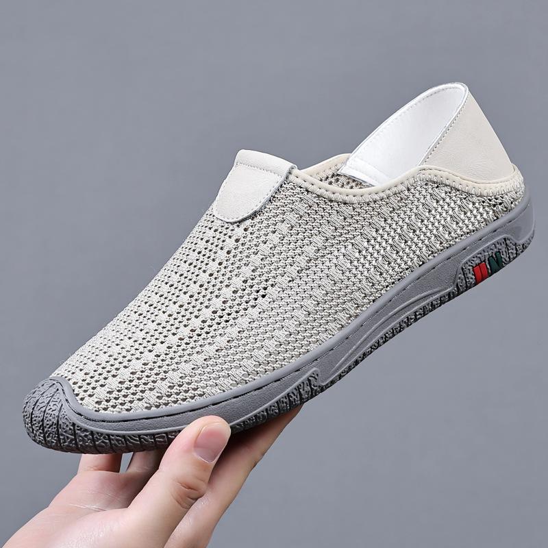 

2024 летние новые мужские сетчатые дышащие туфли с отверстиями, мужская ручная работа онлайн, повседневная мужская обувь 751 38 бежевый