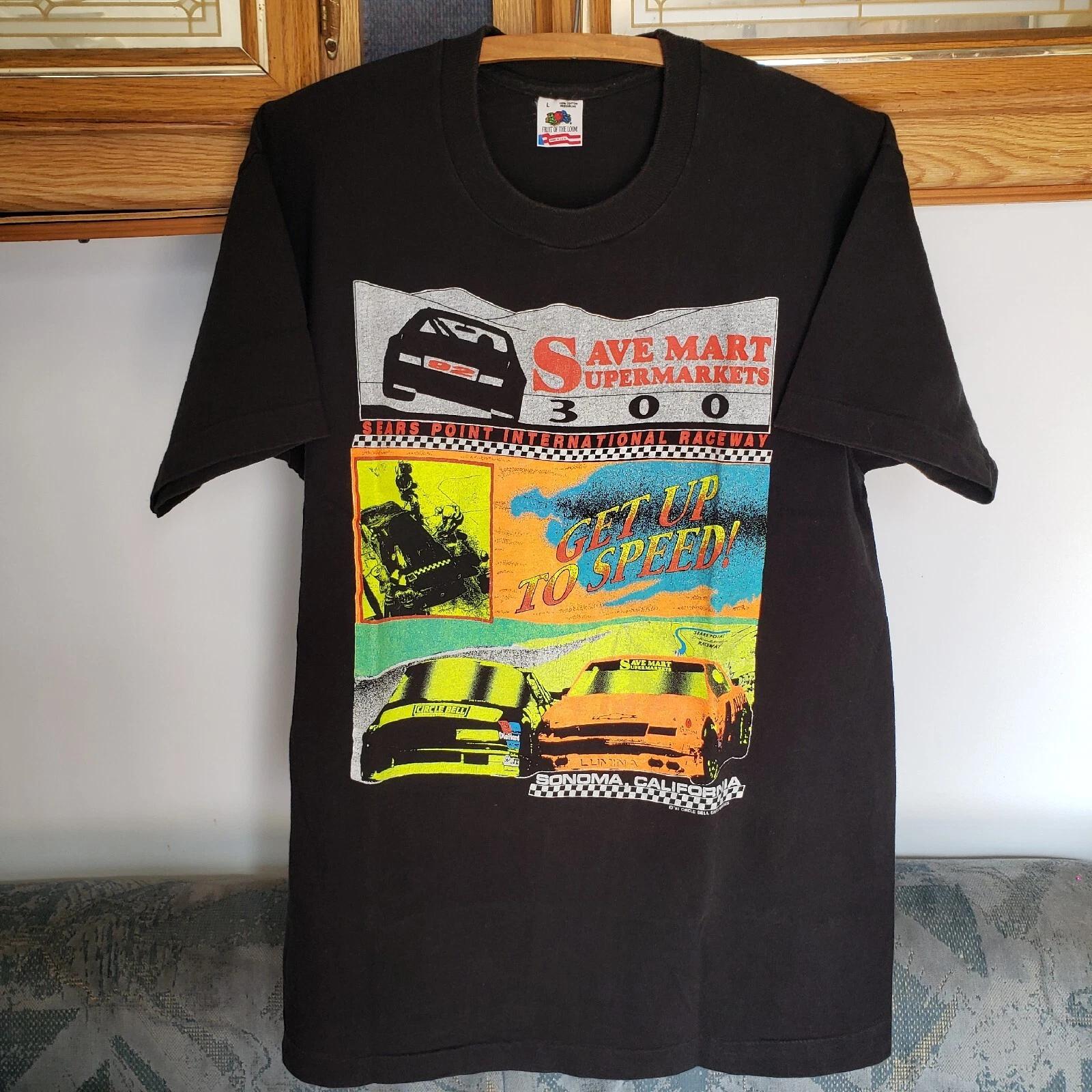 

Vintage 1992 Save Mart 300 T-shirt Size L Circle Bell Nascar Streetwear Redneck 3XL