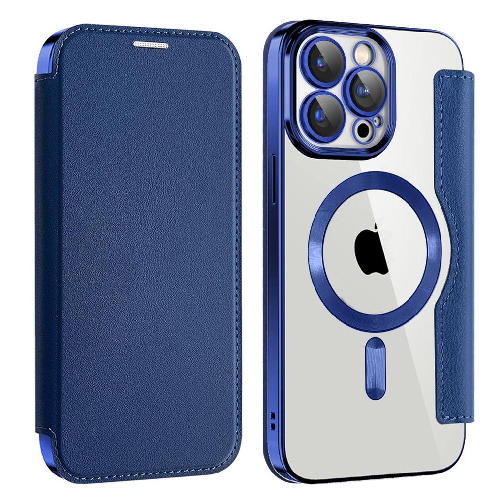 "iPhone 16 Flip Leather Case for Apple 15 Pro Max: Magnetic, Electroplated, Anti-Fall Design for SE4"