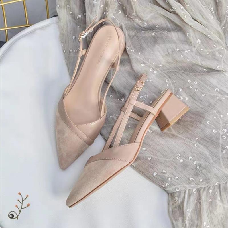 Fashion Square High Heels Slingback Sandals Women Slip On Mules Shoes Women Shallow Female Pumps for Office Lady Work Shoes