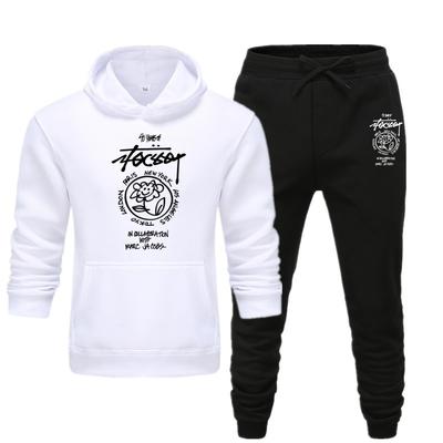 Men's and Women's New Autumn and Winter Plus-size City Place Name Alphabet Printing Hooded Sportswear Casual Sportswear Set
